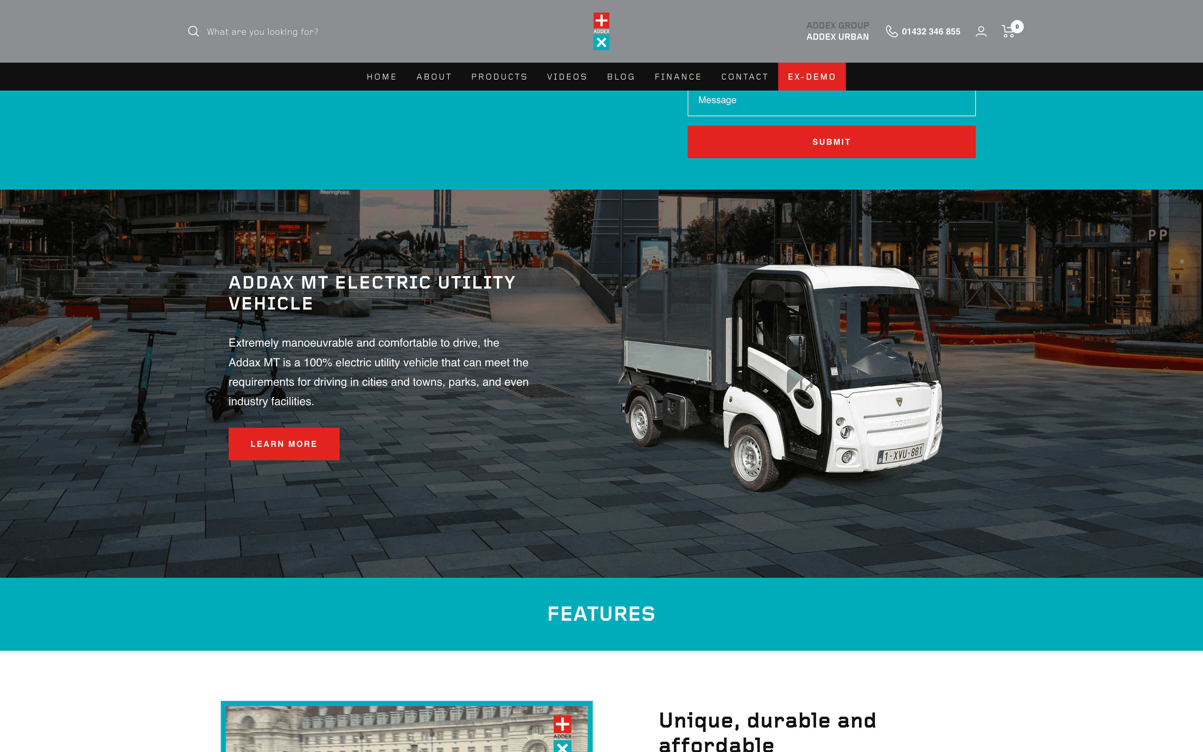 Fig. 04 — Addex Urban product story, with its own menu and ex-demo section