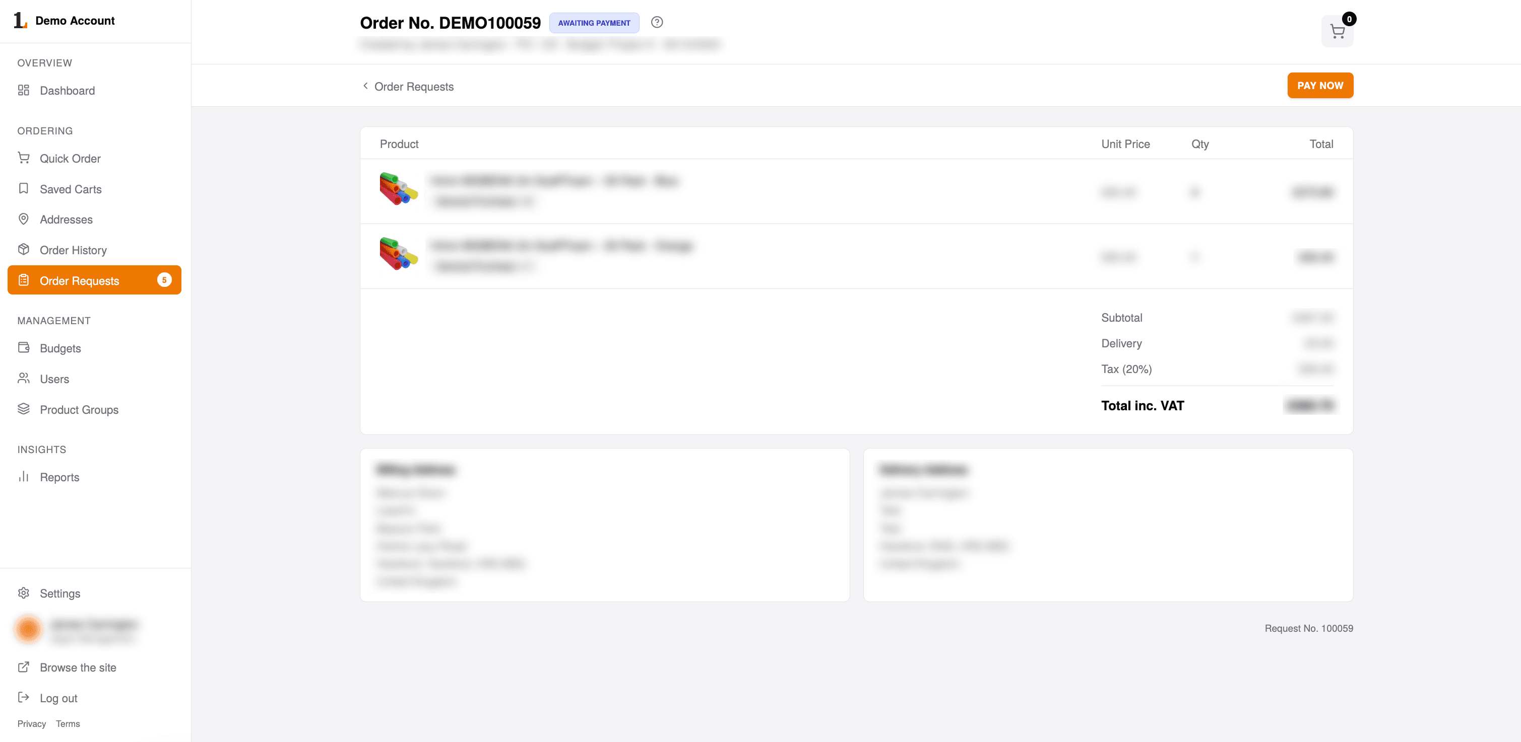 Fig. 03 — Order request — an order held awaiting approval and payment